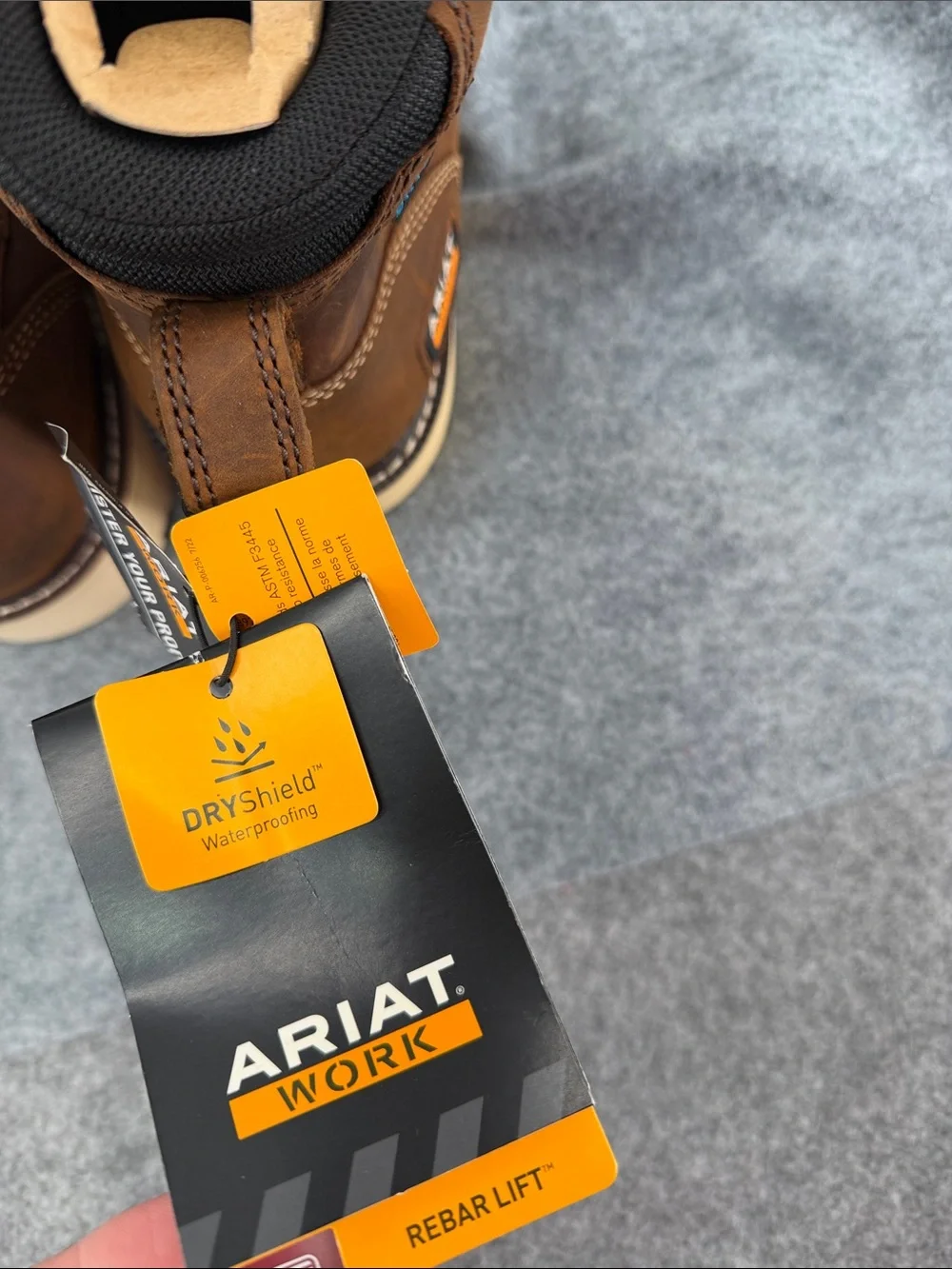 Ariat Work Rebar Lift dry shield slip resistant   Leather Lace-Up Work Boots NWT